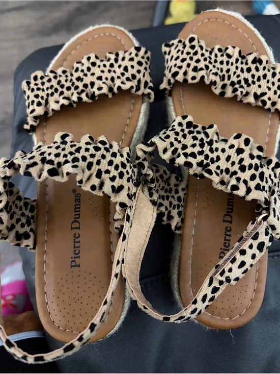 Pierre Dumas Shoes - Pierre Dumas Leopard-Print Ruffle Strap Sandals - Tan/Black